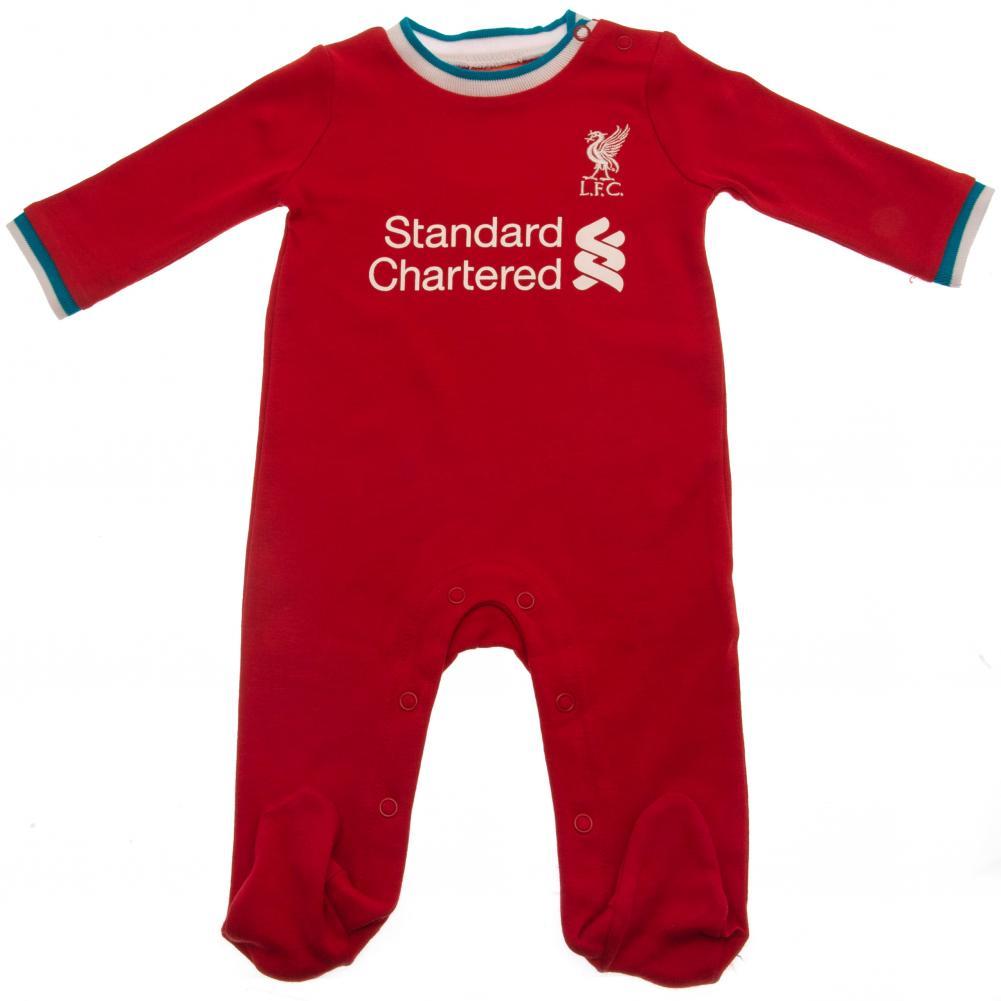 リバプール・フットボールクラブ Liverpool FC オフィシャル商品 赤ちゃん・ベビー用 ロゴ入り スリープスーツ 長袖 ロンパース 