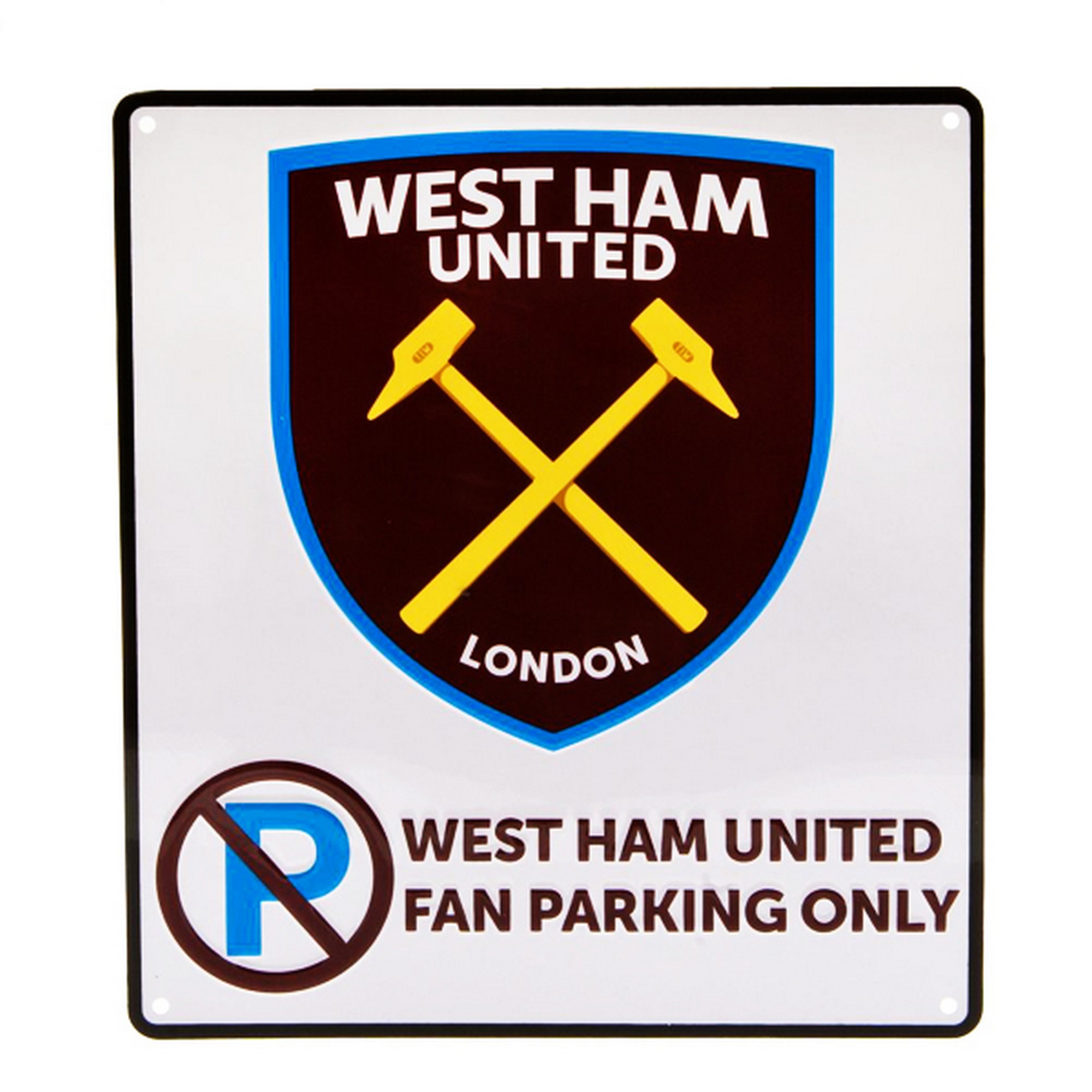 商品説明・ クラブのクレストとWest Ham United fan parking onlyの文字入り看板。・ 破れたり色褪せしにくい耐久性の高いプレススチール素材。・ サイズ約 25 x 22 cm。・ ライセンス取得オフィシャル商品。 カラークラレット/ブルー/白 26/03/2024