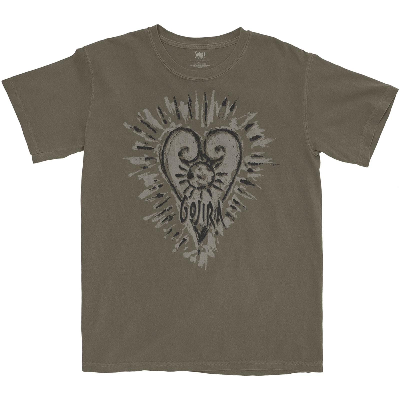 (ゴジラ) Gojira オフィシャル商品 ユニセックス Fortitude Heart Tシャツ コットン 半袖 トップス 