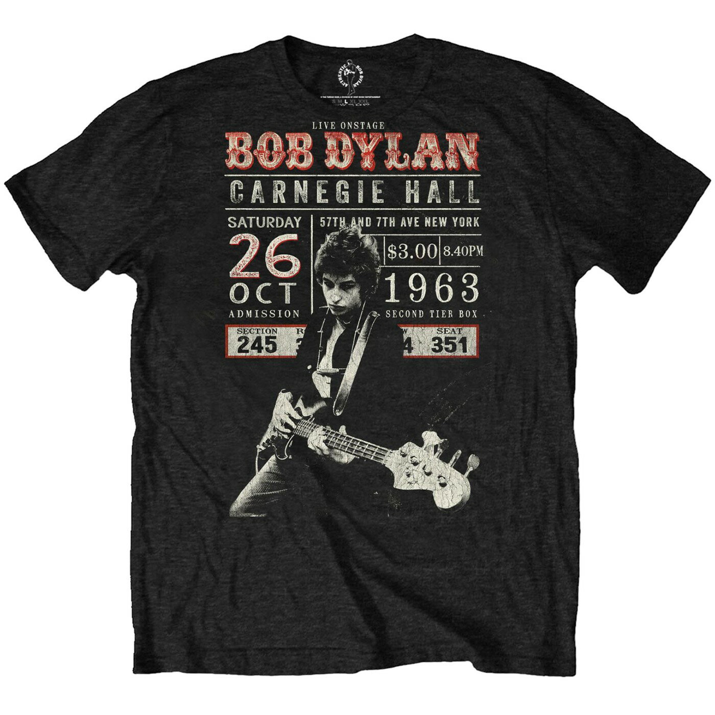 (ボブ・ディラン) Bob Dylan オフィシャル商品 ユニセックス Carnegie Hall ´63 Tシャツ 半袖 トップス 【海外通販】