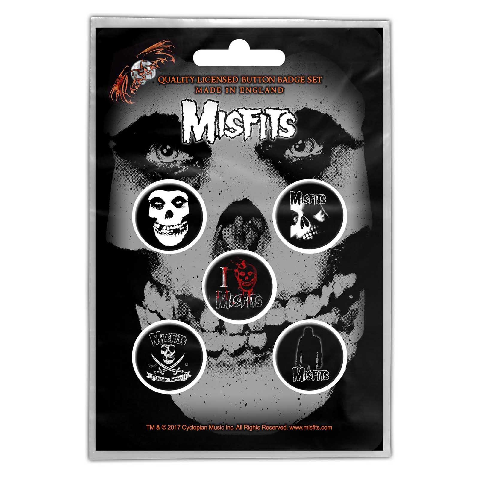 (ミスフィッツ) Misfits オフィシャル商品 スカル バッジ セット (5個組) 【海外通販】