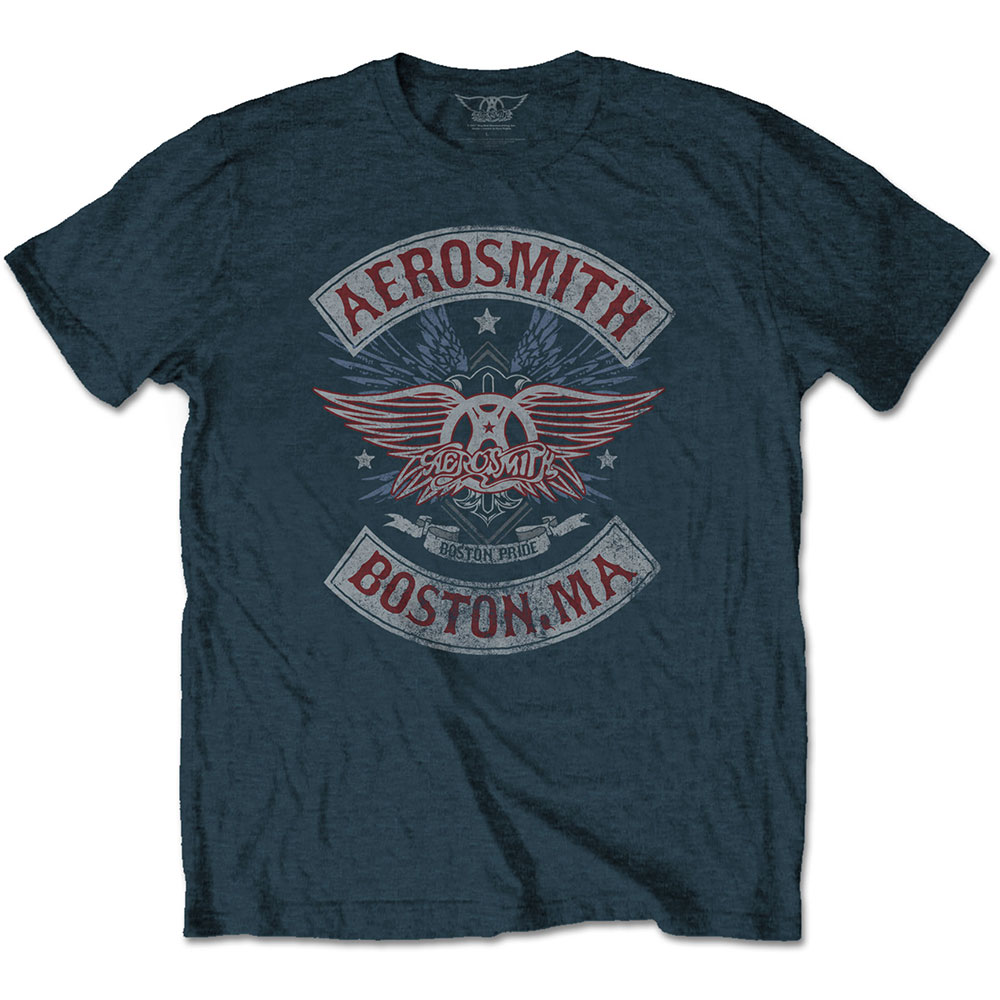 (エアロスミス) Aerosmith オフィシャル商品 ユニセックス Boston Pride Tシャツ コットン 半袖 トップス 