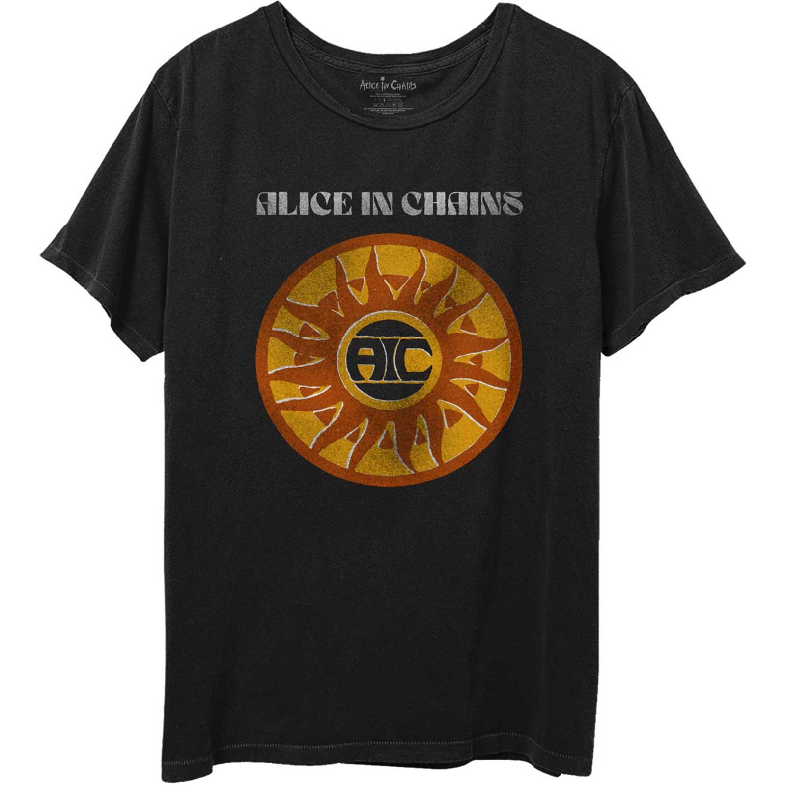(アリス・イン・チェインズ) Alice In ChaIns オフィシャル商品 ユニセックスCircle Sun ビンテージ風 Tシャツ コットン 半袖 トップス 
