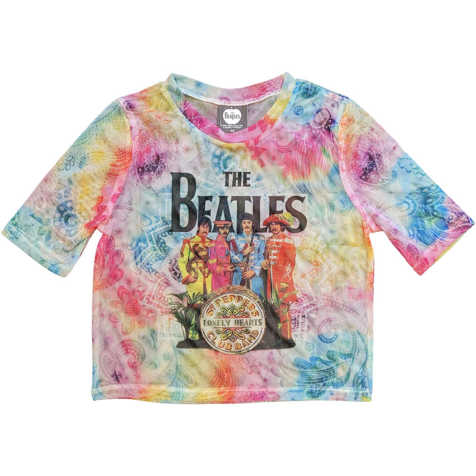 (ビートルズ) The Beatles オフィシャル商品 レディース Sgt Pepper Tシャツ メッシュ クロップ丈 半袖 トップス 【海外通販】