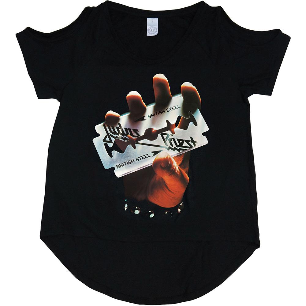 乐天商城 - (ジューダス・プリースト) Judas Priest オフィシャル商品 レディース British Steel Tシャツ カットアウト 半袖 トップス 【海外通販】