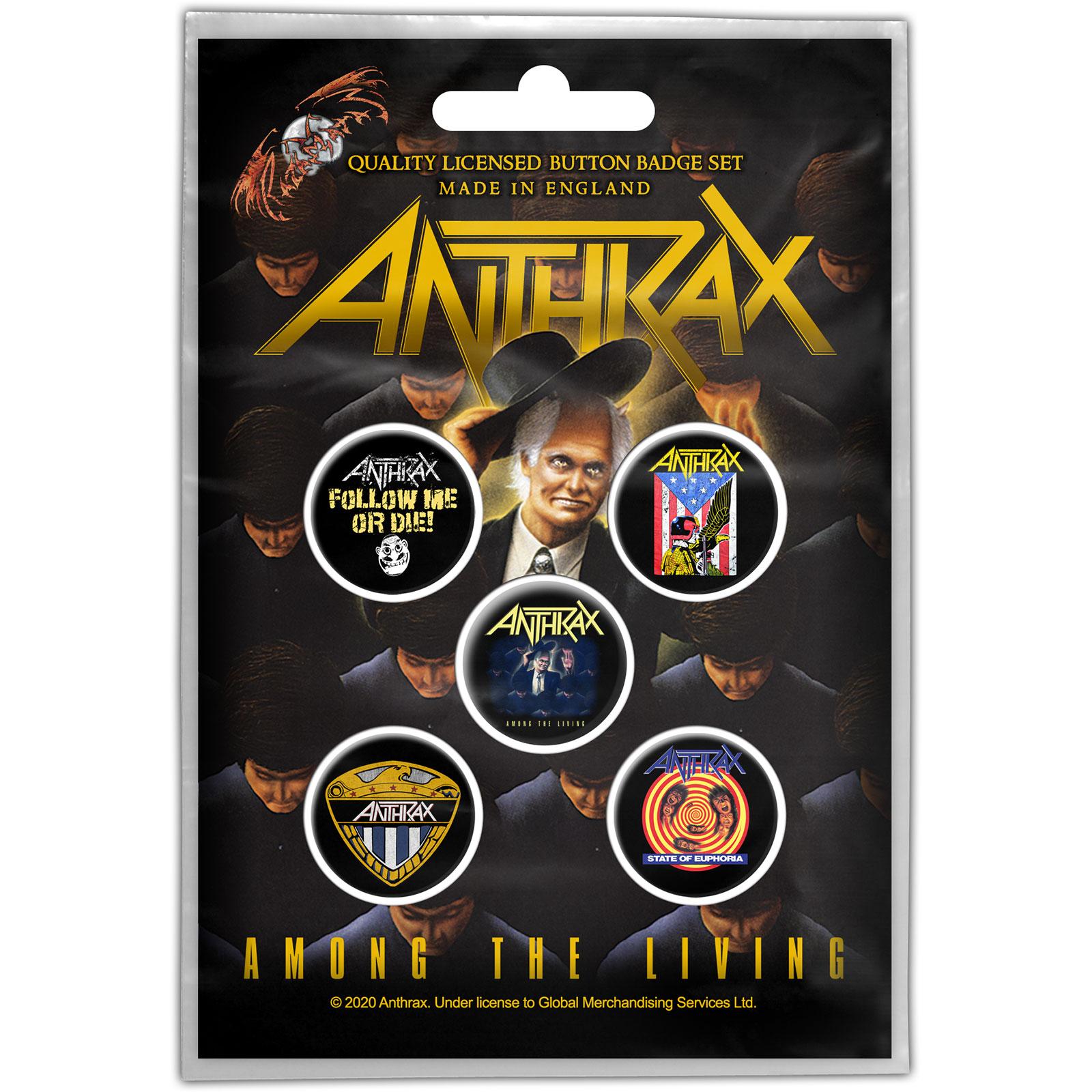 (アンスラックス) Anthrax オフィシャル商品 Among The Living バッジ セット (5個組) 【海外通販】