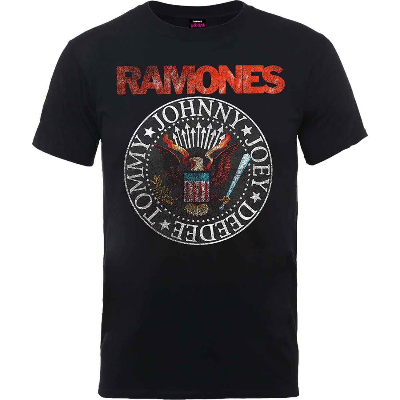 (ラモーンズ) Ramones オフィシャル商品 ユニセックス Eagle Seal Tシャツ ビンテージ風 半袖 トップス 