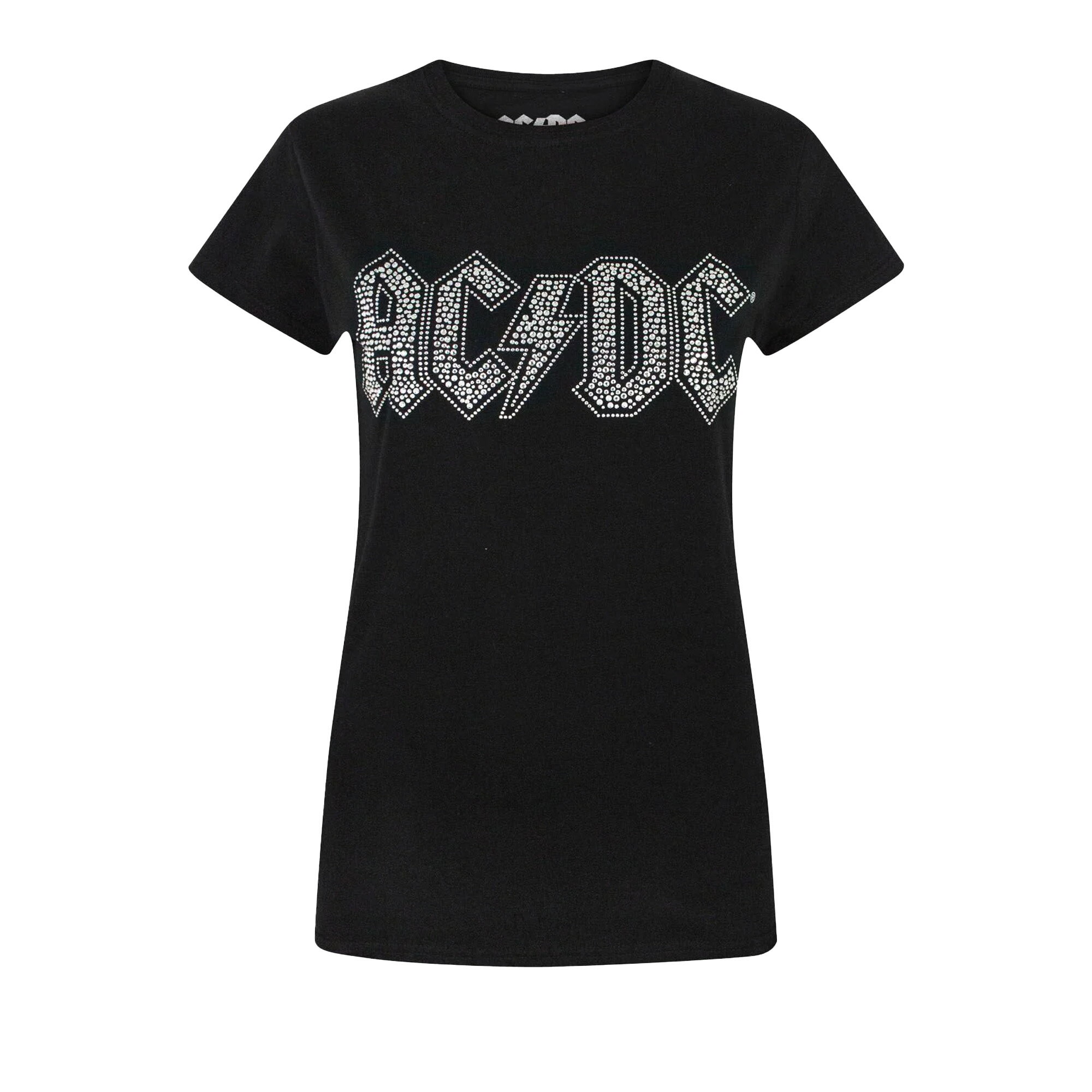 (エーシー・ディーシー) AC/DC オフィシャル商品 レディース ディアマンテ Tシャツ ロゴ 半袖 トップス 【海外通販】