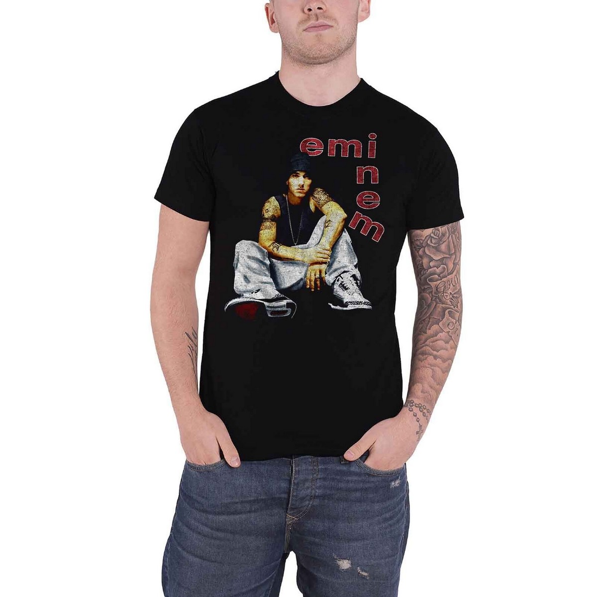 (エミネム) Eminem オフィシャル商品 ユニセックス Letters Tシャツ コットン 半袖 トップス 【海外通販】