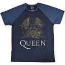 (クイーン) Queen オフィシャル商品 ユニセックス クレスト Tシャツ ラグラン 半袖 トップス 【海外通販】