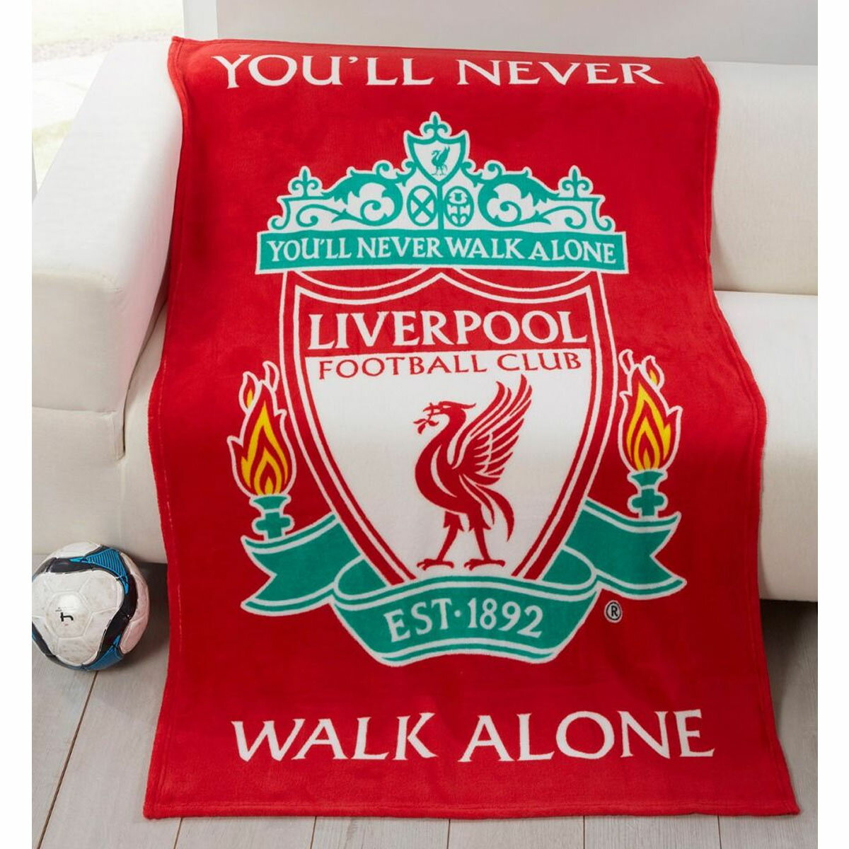 リバプール・フットボールクラブ Liverpool FC オフィシャル商品 You´ll Never Walk Alone フリース毛布 ブラケット 