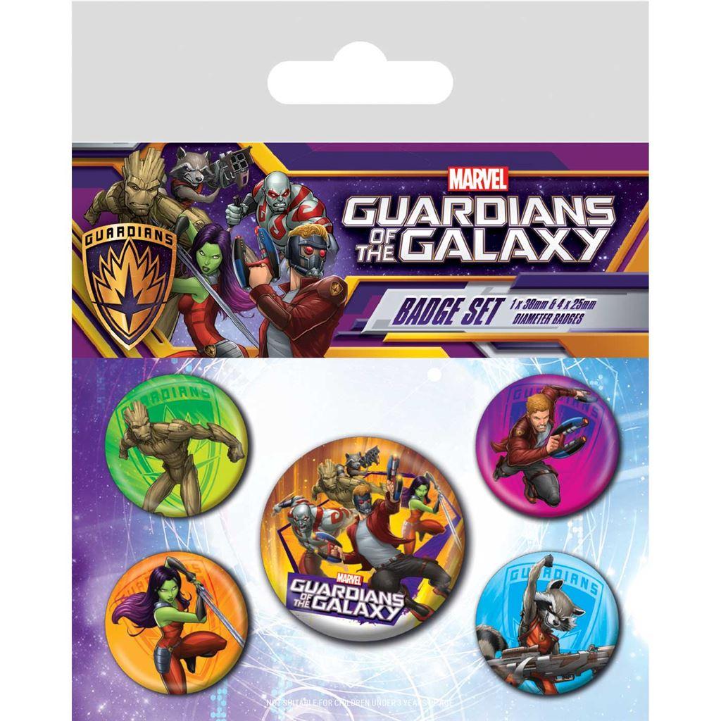 (ガーディアンズ・オブ・ギャラクシー) Guardians Of The Galaxy オフィシャル商品 キャラクター バッジ セット (5個組) 【海外通販】