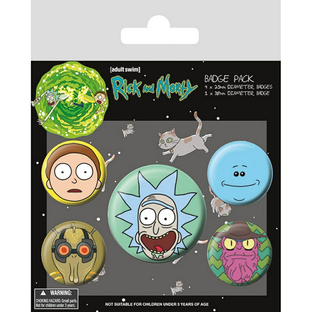 (リック・アンド・モーティ) Rick And Morty オフィシャル商品 ヘッド バッジセット 缶バッジ (5個セット) 【海外通販】