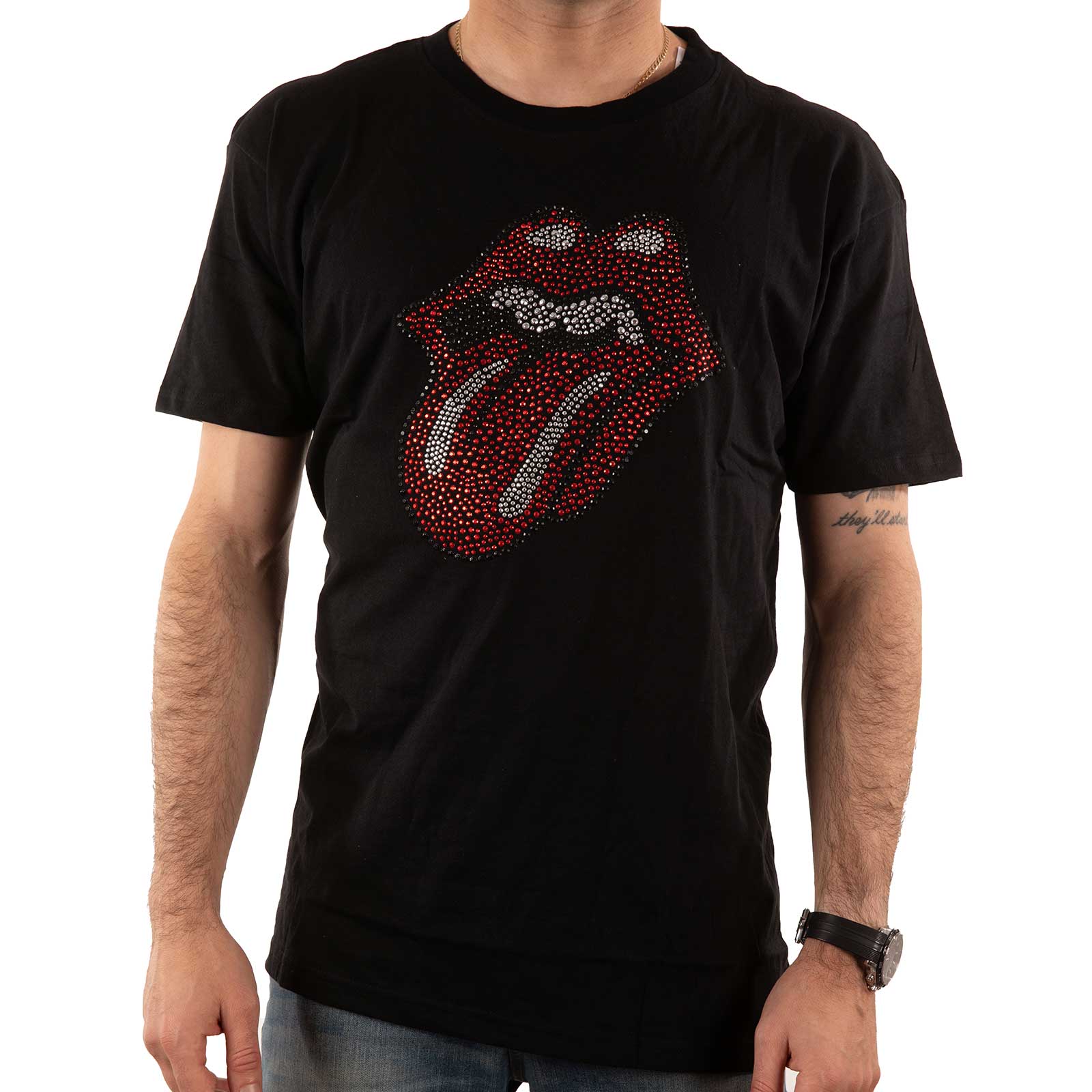 (ローリング・ストーンズ) The Rolling Stones オフィシャル商品 ユニセックス Classic Tongue Embellished Tシャツ 半袖 トップス 【海外通販】