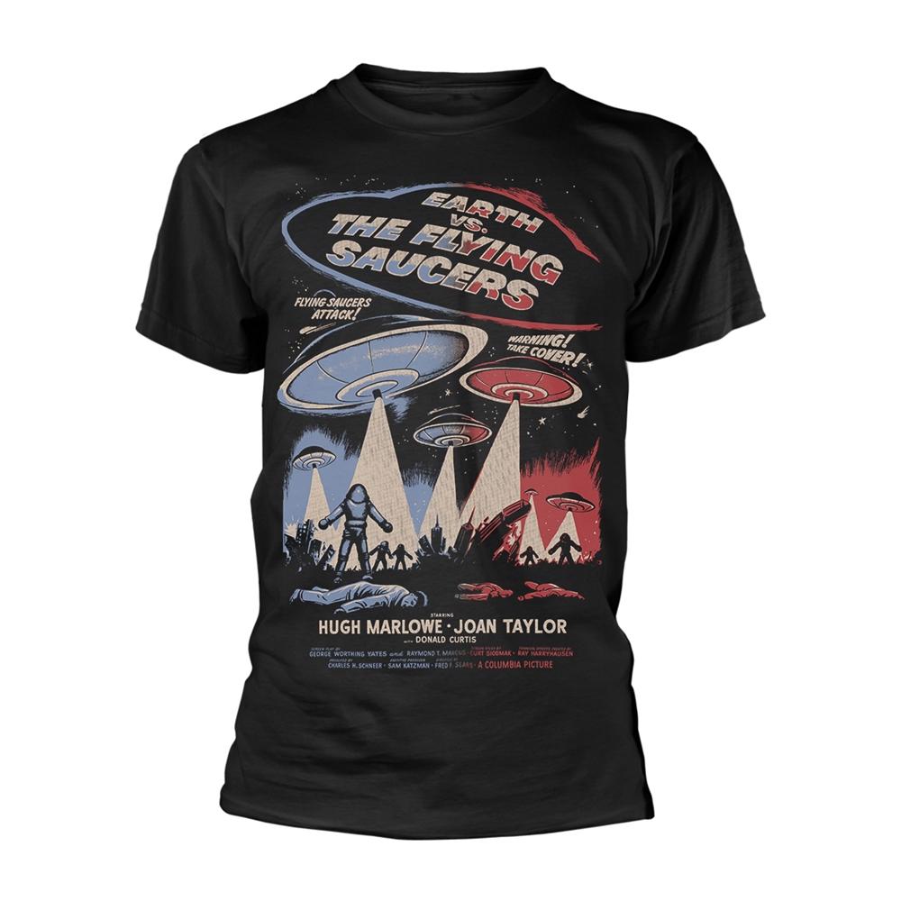 (世紀の謎 空飛ぶ円盤地球を襲撃す) Earth Vs. The Flying Saucers オフィシャル商品 ユニセックス ポスター Tシャツ 半袖 トップス 