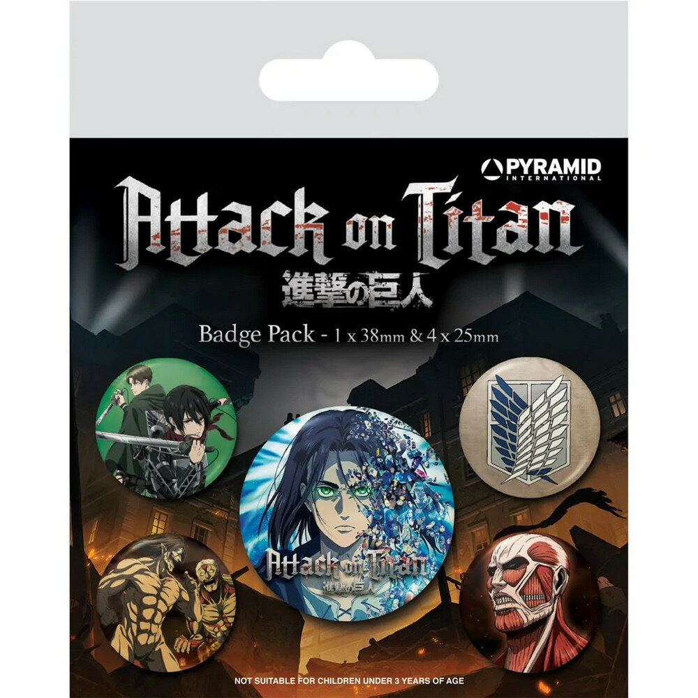 (進撃の巨人) Attack on Titan オフィシャル商品 バッジ セット (5個組) 【海外通販】