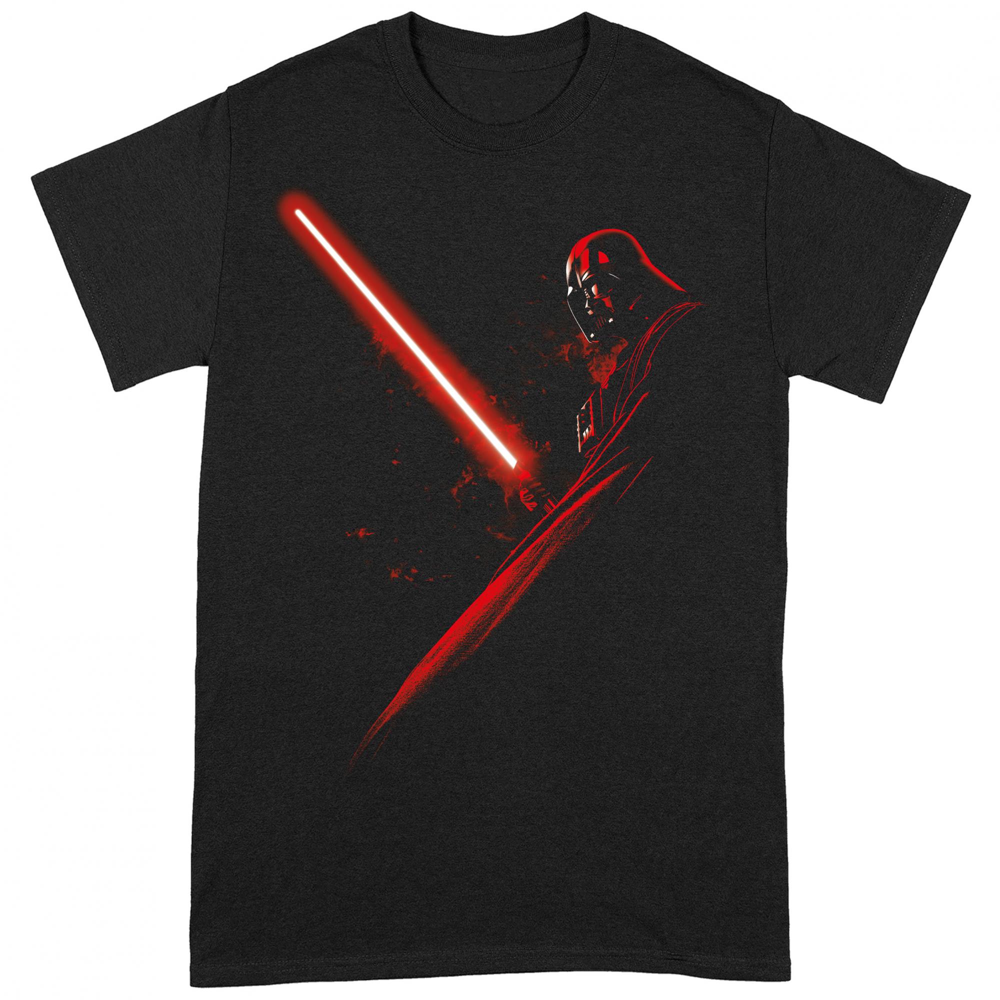 (スター・ウォーズ) Star Wars オフィシャル商品 ユニセックス ダースベイダー ライトセーバー Tシャツ 半袖 トップス 【海外通販】