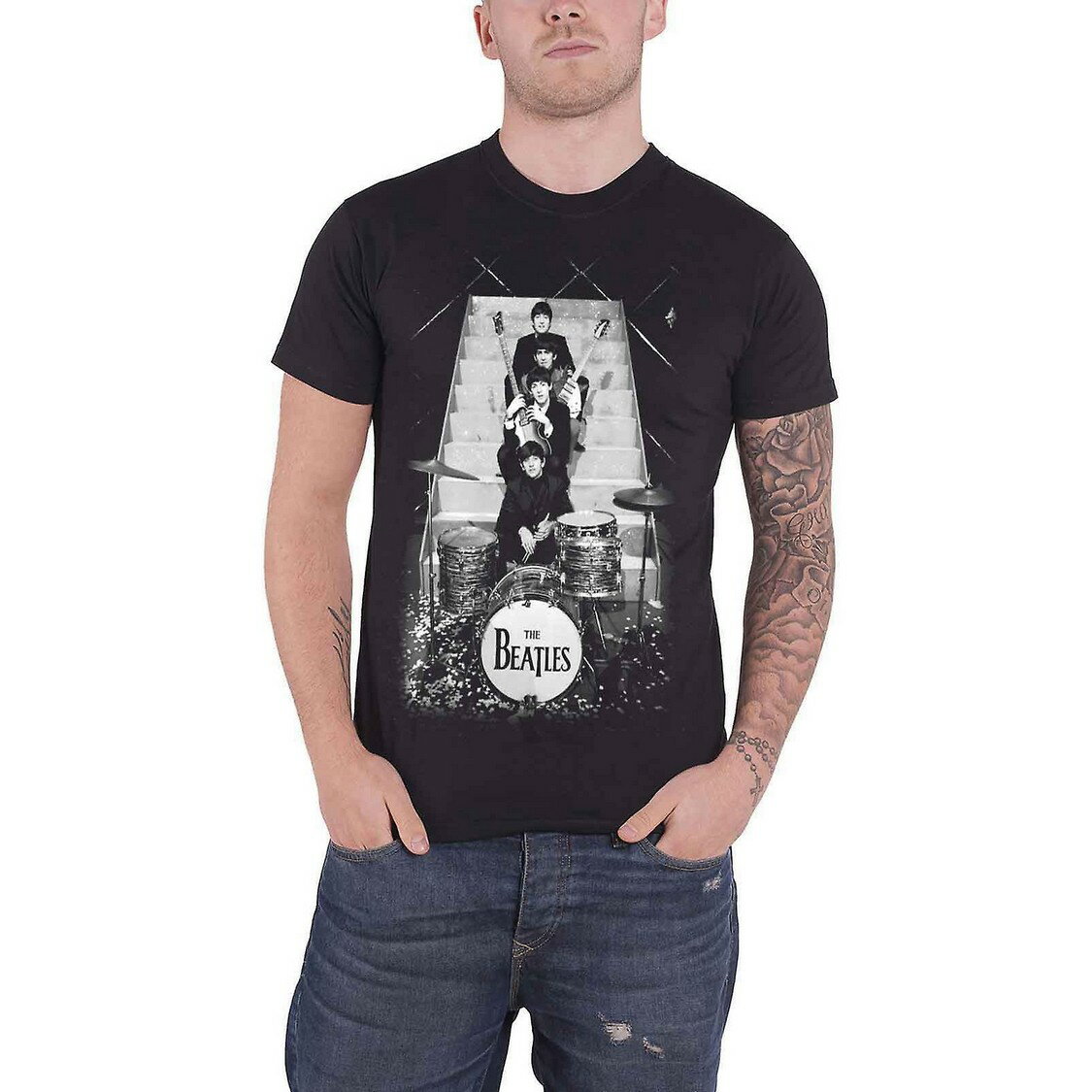 (ザ・ビートルズ) The Beatles オフィシャル商品 ユニセックス Stage Stairs Tシャツ 半袖 トップス 【海外通販】