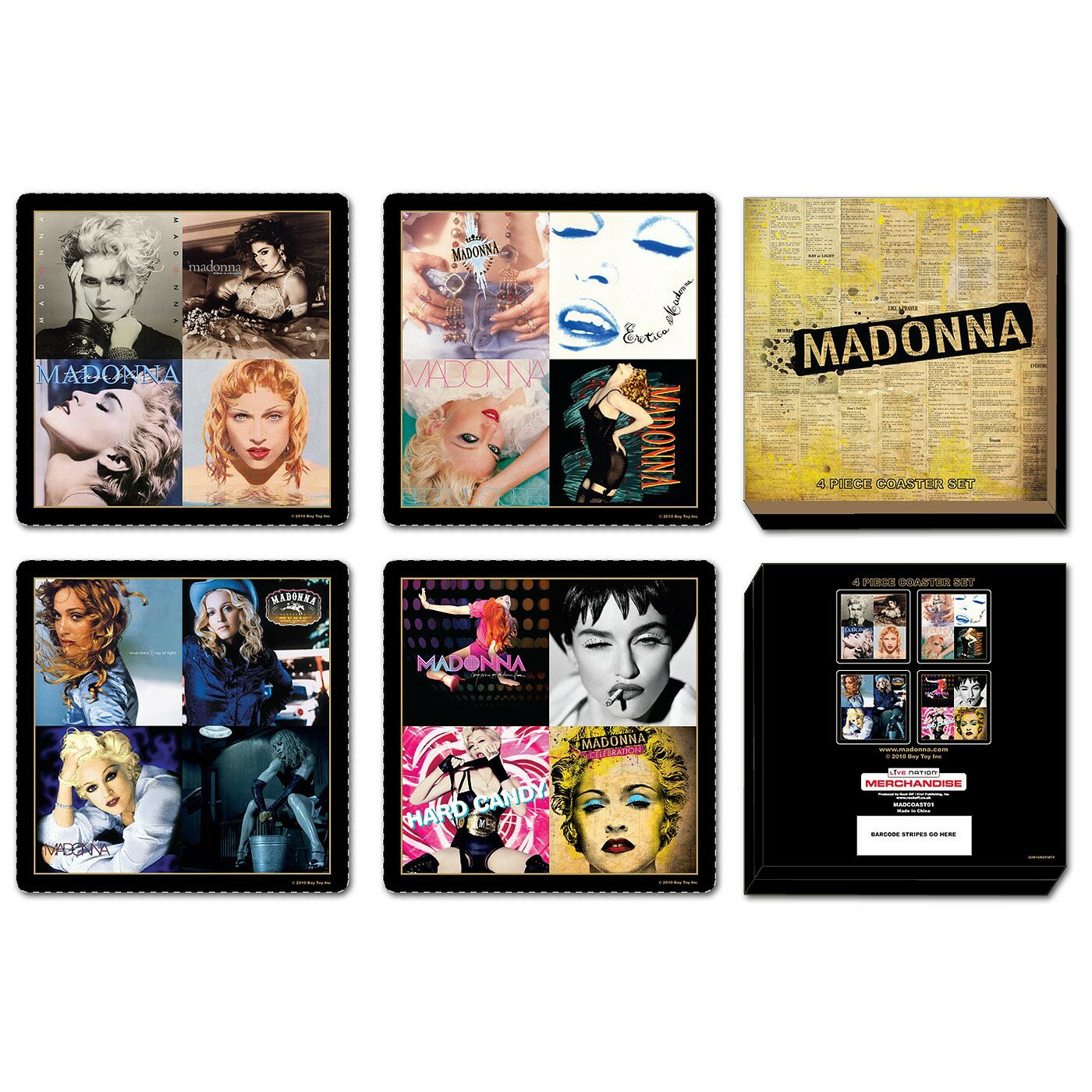 (マドンナ) Madonna オフィシャル商品 ミックス コースター コップ敷 セット (4枚) 【海外通販】