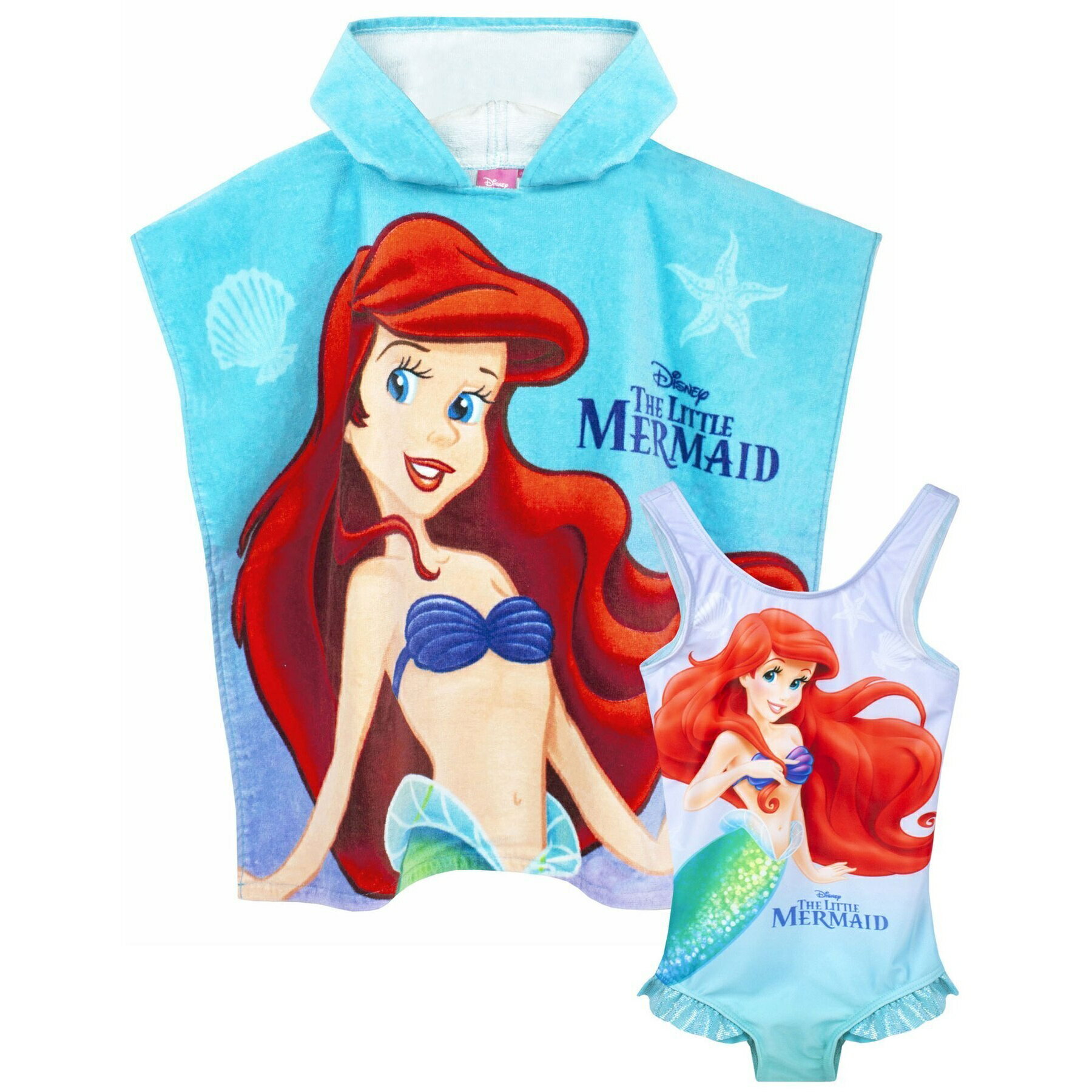 (リトル・マーメイド) The Little Mermaid オフィシャル商品 キッズ・子供 ガールズ スイムスーツ ポンチョ セット 水着 【海外通販】