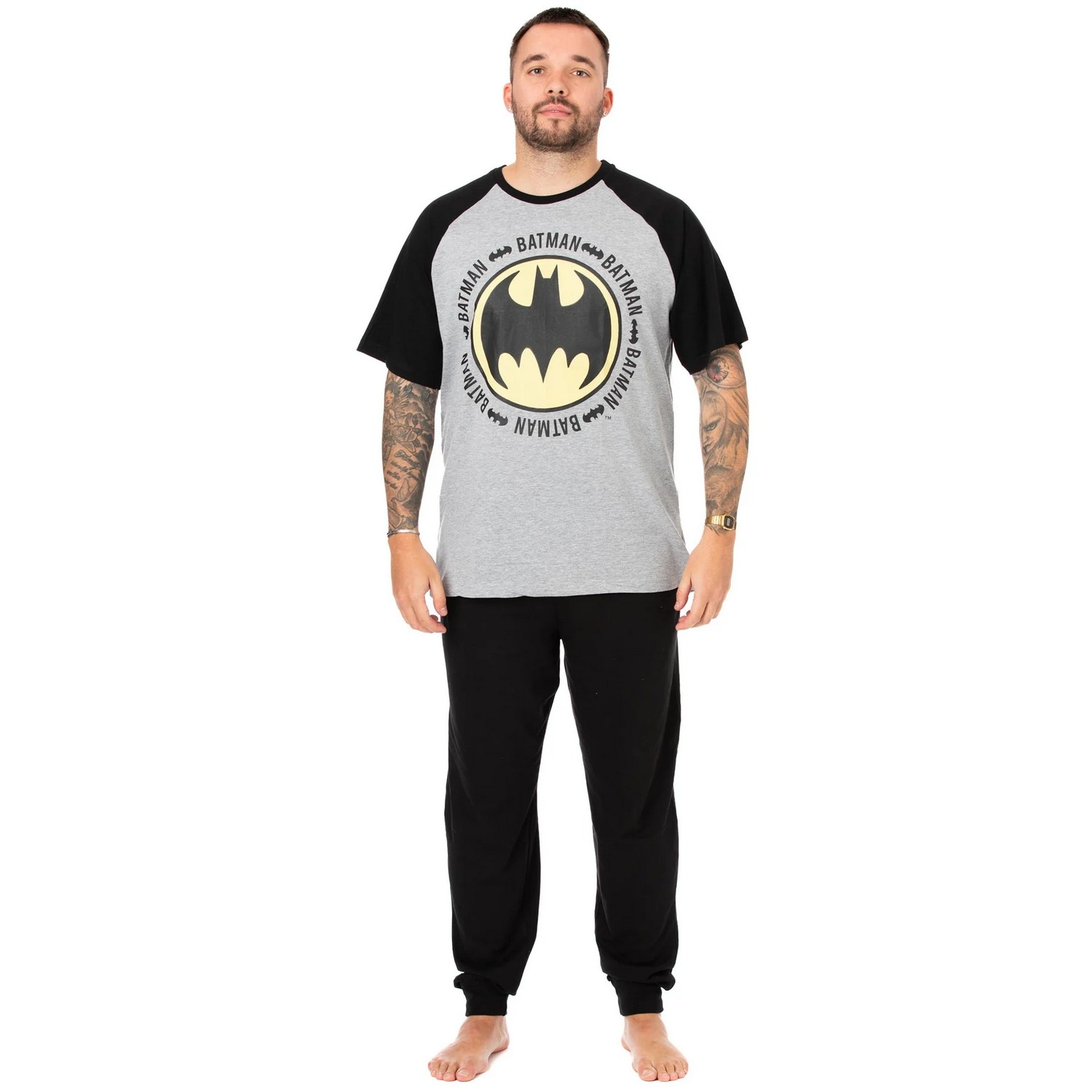 (バットマン) Batman オフィシャル商品 メンズ ロゴ パジャマ 半袖 上下セット 【海外通販】