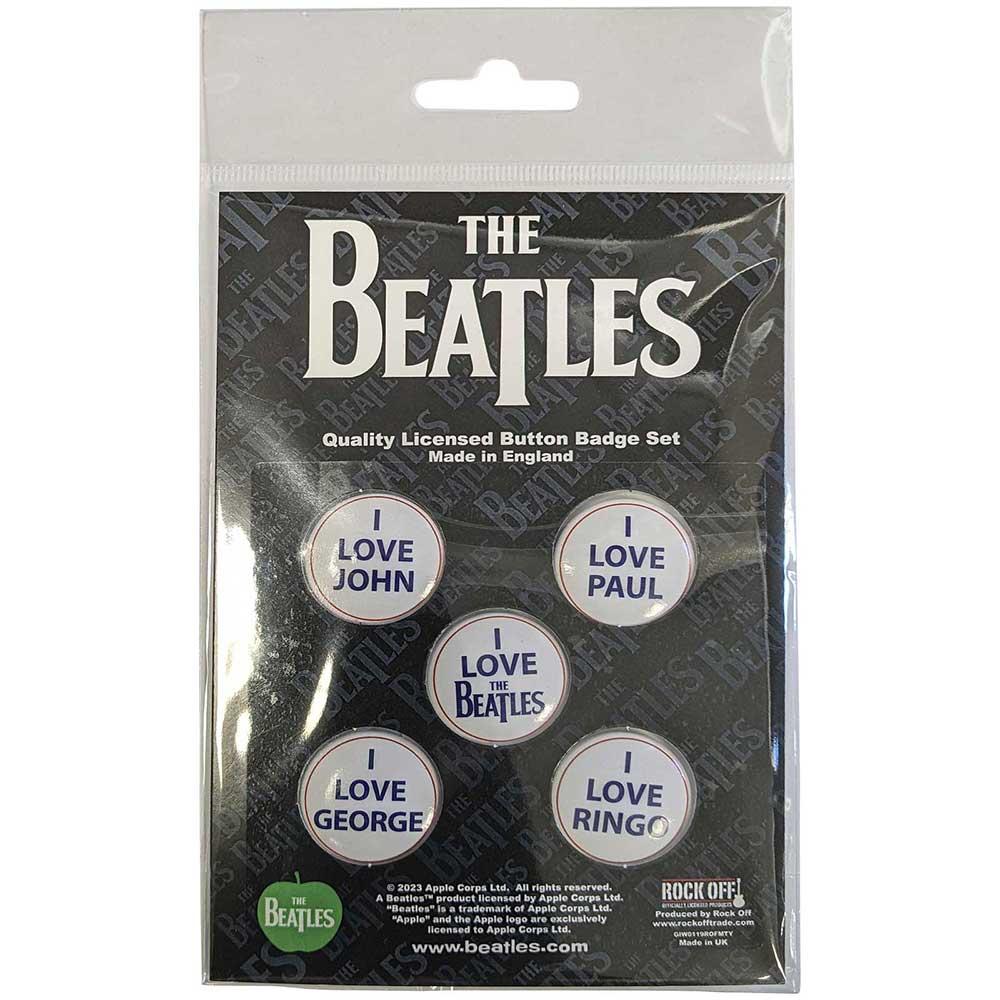 (ビートルズ) The Beatles オフィシャル商品 I Love バッジ セット (5個組) 【海外通販】