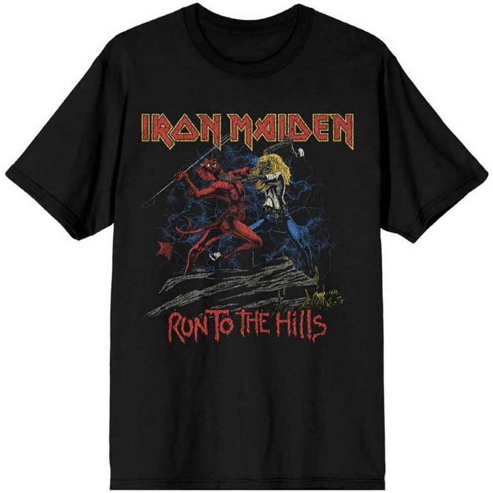 (アイアン・メイデン) Iron Maiden オフィシャル商品 ユニセックス Number Of The Beast Run To The Hills Tシャツ ディストレスド コットン 半袖 トップス 【海外通販】