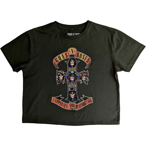 (ガンズ・アンド・ローゼズ) Guns N Roses オフィシャル商品 レディース Appetite For Destruction Tシャツ クロップ丈 半袖 トップス 【海外通販】 (ガンズ・アンド・ローゼズ) Guns N Roses オフィシャル商品 レディース Appetite For Destruction Tシャツ クロップ丈 半袖 トップス 【海外通販】