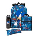 (ソニック・ザ・ヘッジホッグ) Sonic The Hedgehog オフィシャル商品 キッズ・子供 迷彩 リュック ランチバッグ 水筒 セット (4ピース)..