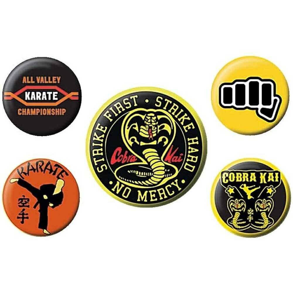 コブラ会 Cobra Kai オフィシャル商品 No Mercy 缶バッジ 5個セット 【海外通販】