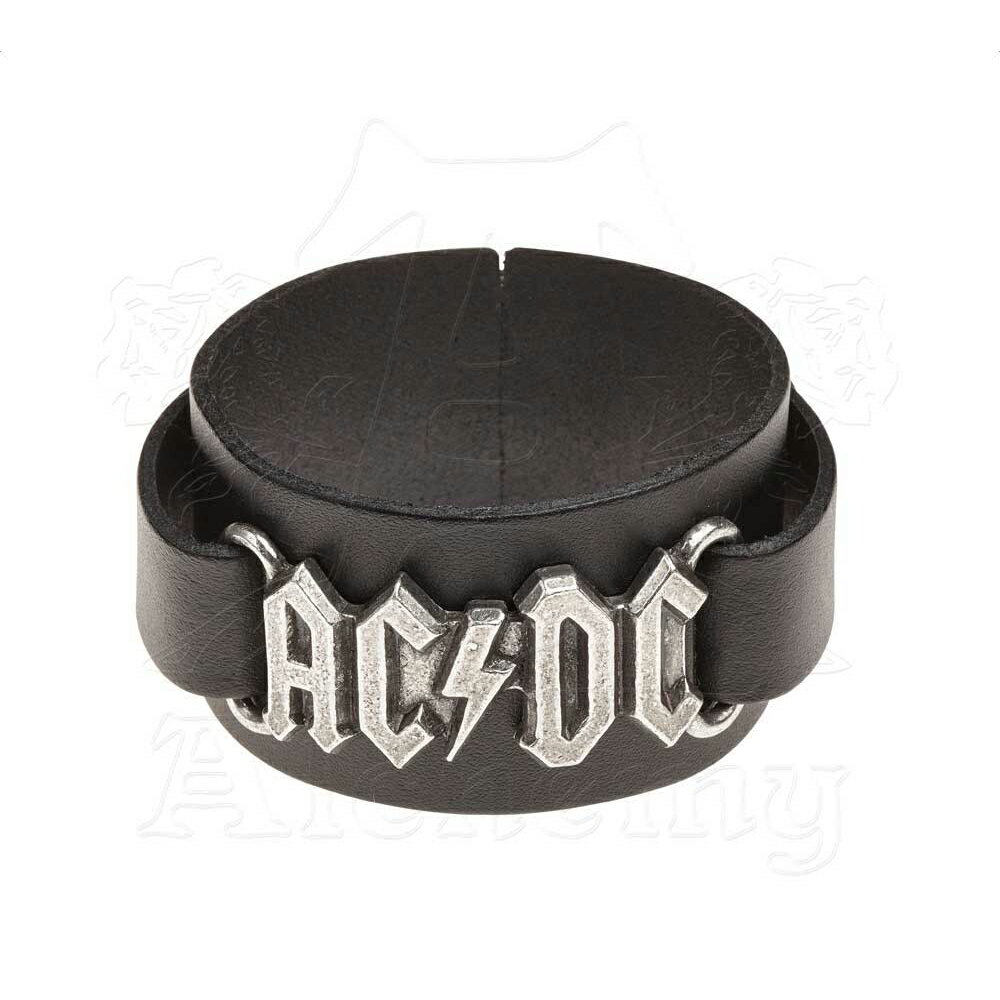 (エーシー・ディーシー) AC/DC オフィシャル商品 ロゴ リストバンド レザー ブレスレット 【海外通販】