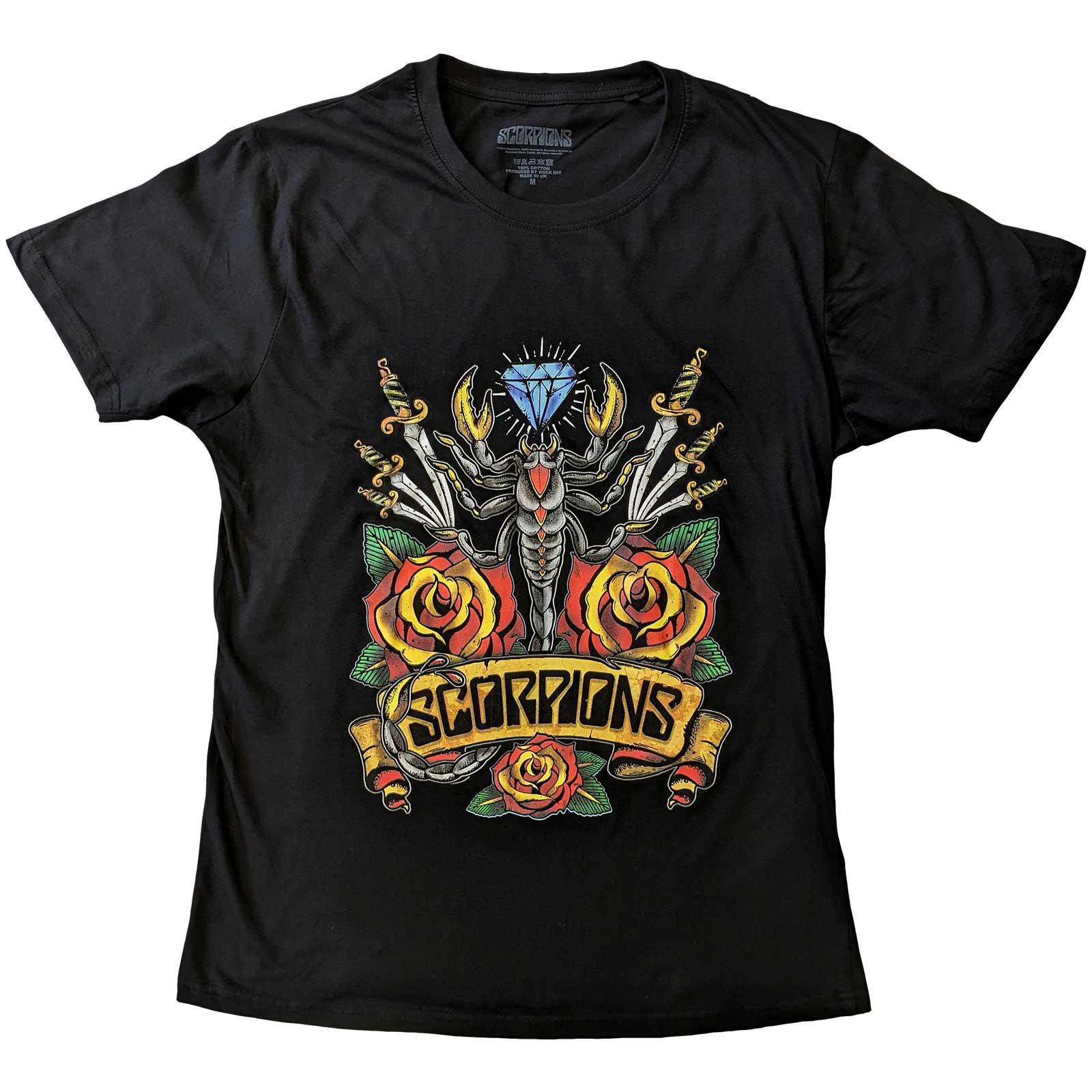 (スコーピオンズ) Scorpions オフィシャル商品 ユニセックス Traditional Tattoo Tシャツ コットン 半袖 トップス 