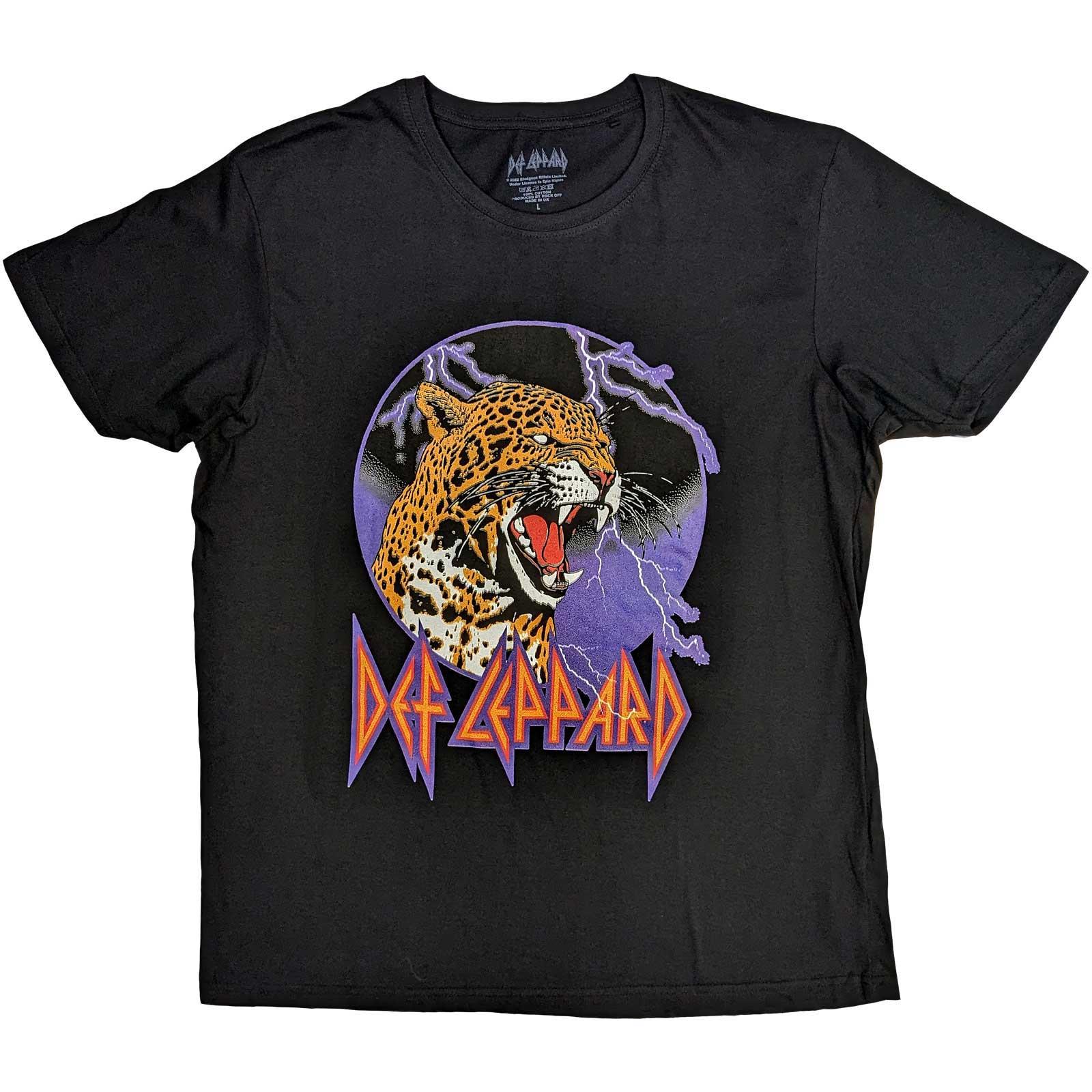 Rakuten - (デフ・レパード) Def Leppard オフィシャル商品 ユニセックス Lightning Leopard Tシャツ コットン 半袖 トップス 【海外通販】