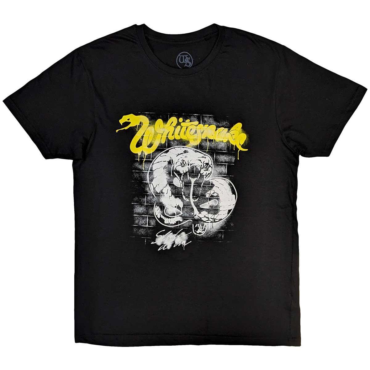 (ホワイトスネイク) Whitesnake オフィシャル商品 ユニセックス Graffiti Tシャツ コットン 半袖 トップス 【海外通販】