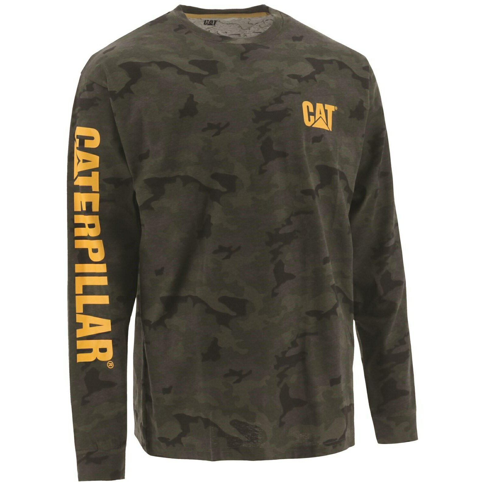 (キャタピラー) Caterpillar メンズ トレードマークバナー 迷彩 長袖 Tシャツ ワークウェア カジュアル シャツ 