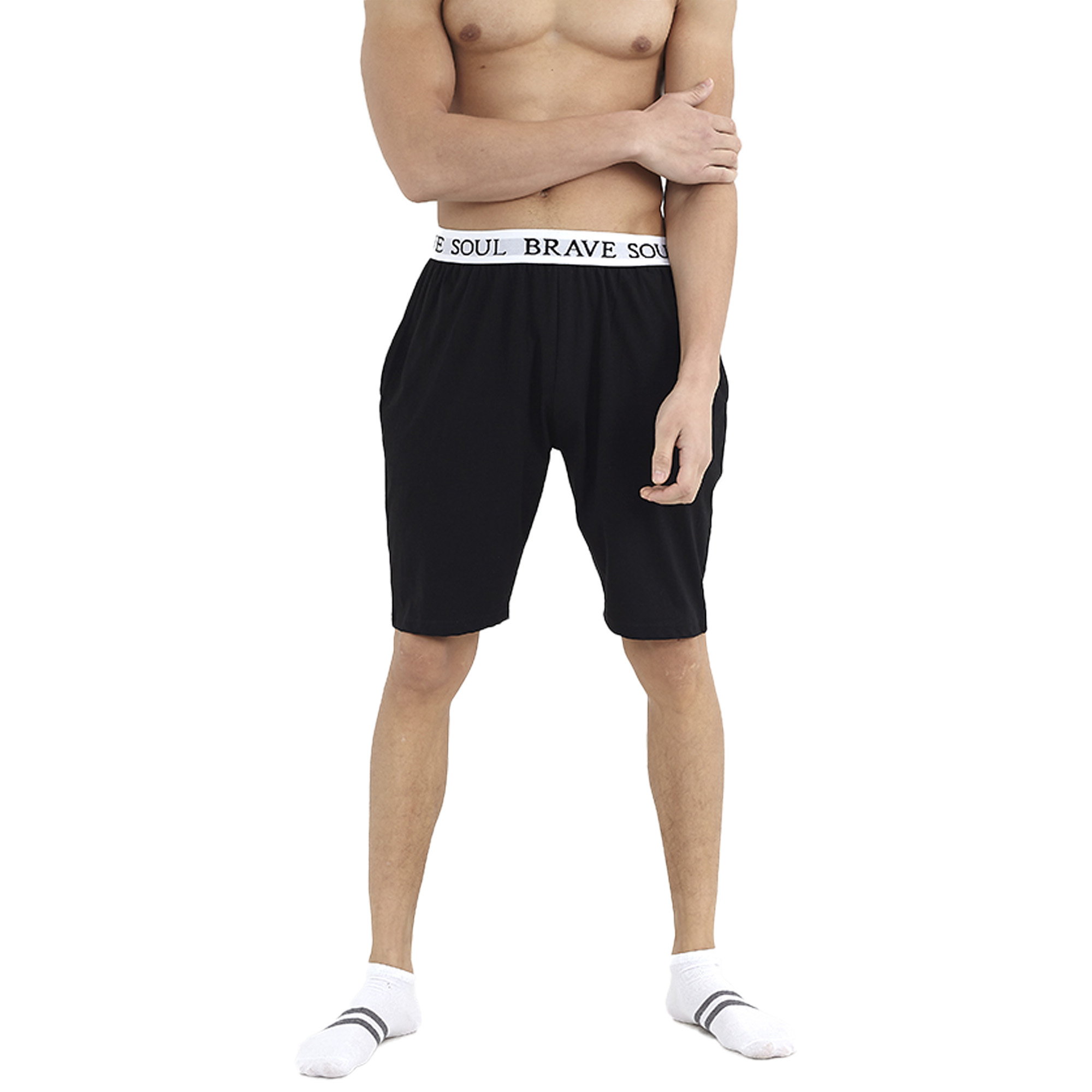 (ブレーブ・ソウル) Brave Soul メンズ ロゴ ウエストバンド ジャージー ラウンジ ショーツ 半ズボン 【海外通販】