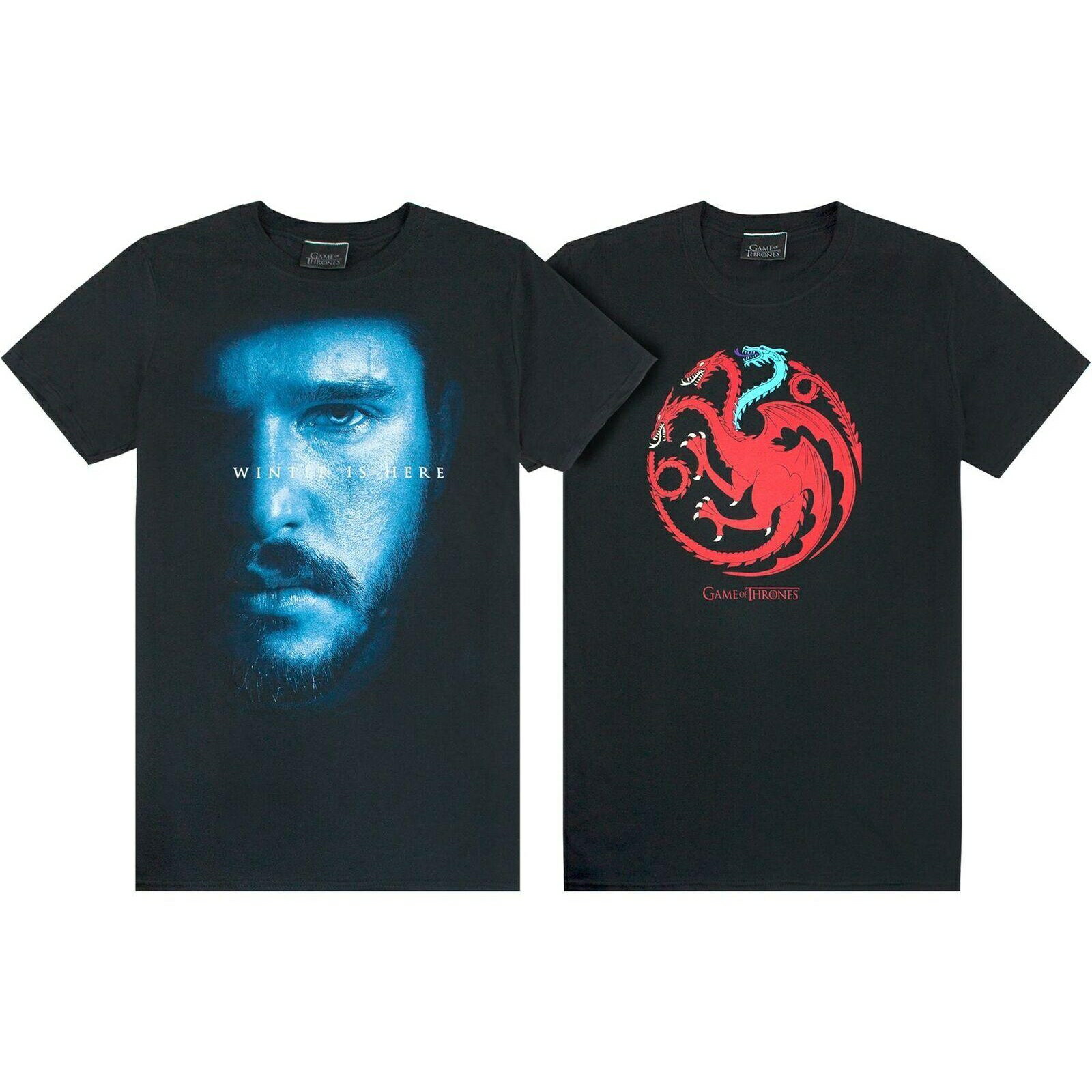 (ゲーム・オブ・スローンズ) Game Of Thrones オフィシャル商品 メンズ Ice And Fire Dragons Tシャツ ジョン・スノー 半袖 (2枚組) 