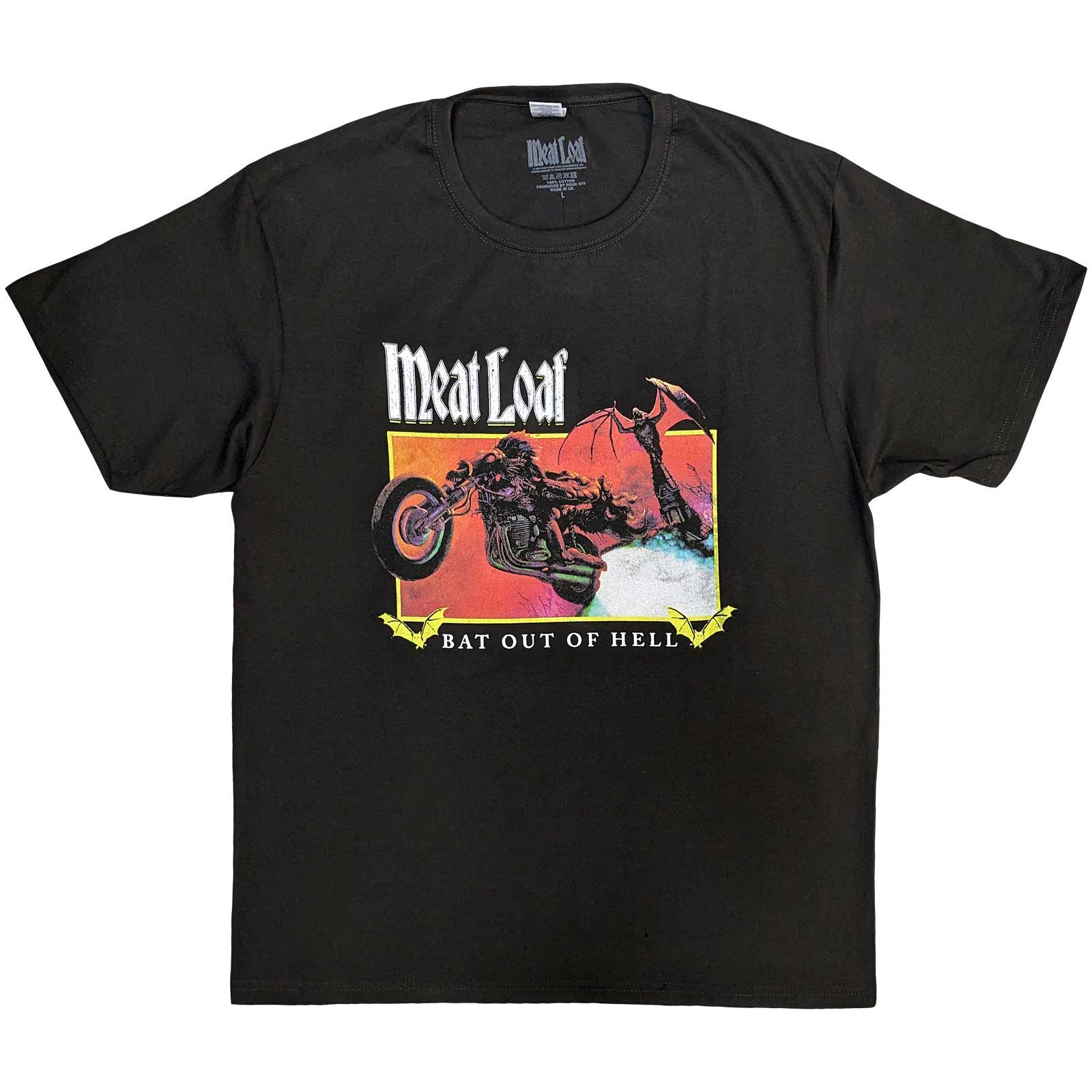 Rakuten - (ミートローフ) Meat Loaf オフィシャル商品 ユニセックス Bat Out Of Hell 長方形 Tシャツ コットン 半袖 トップス 【海外通販】