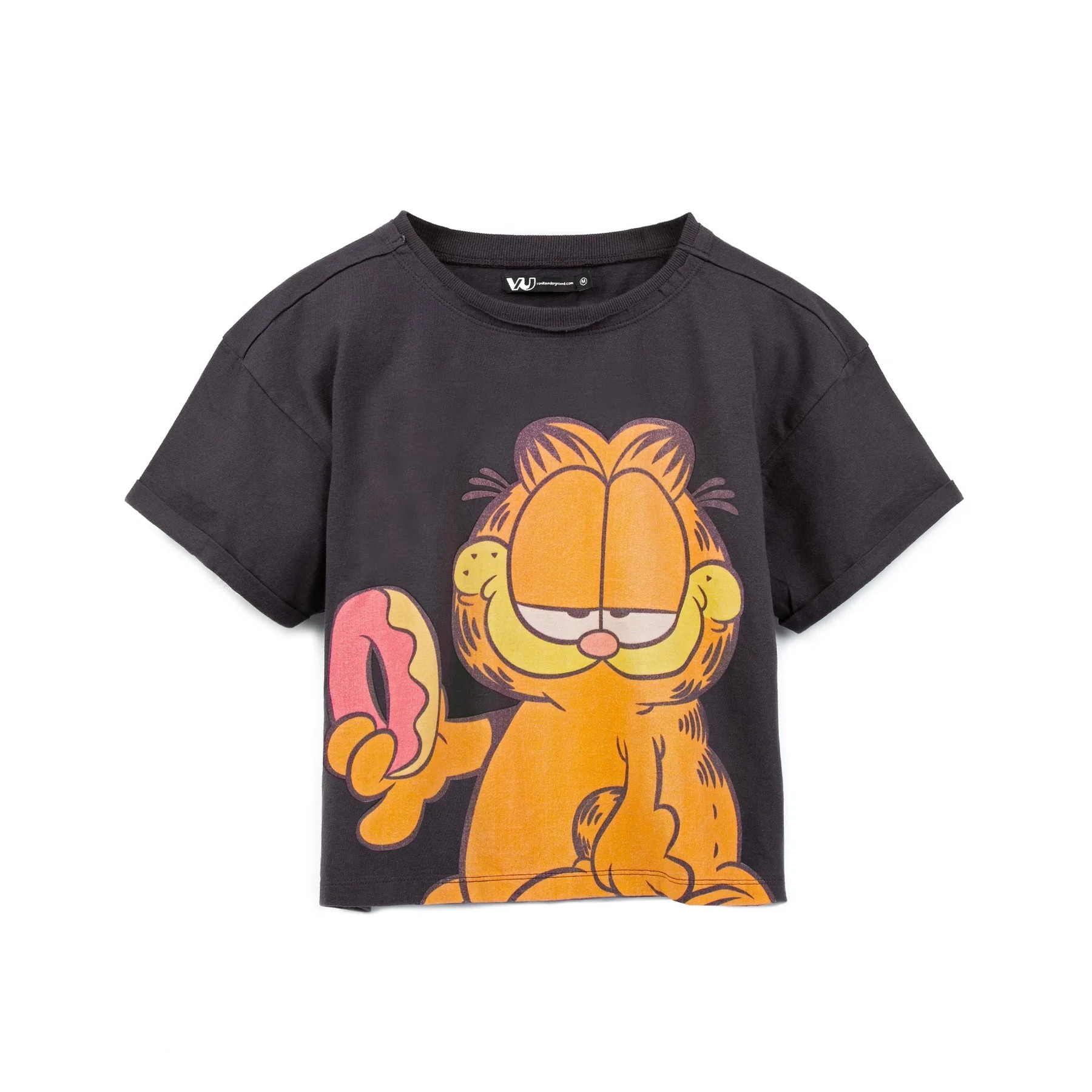 (ガーフィールド) Garfield オフィシャル商品 レディース 酵素ウォッシュ Tシャツ クロップ 半袖 トッ..