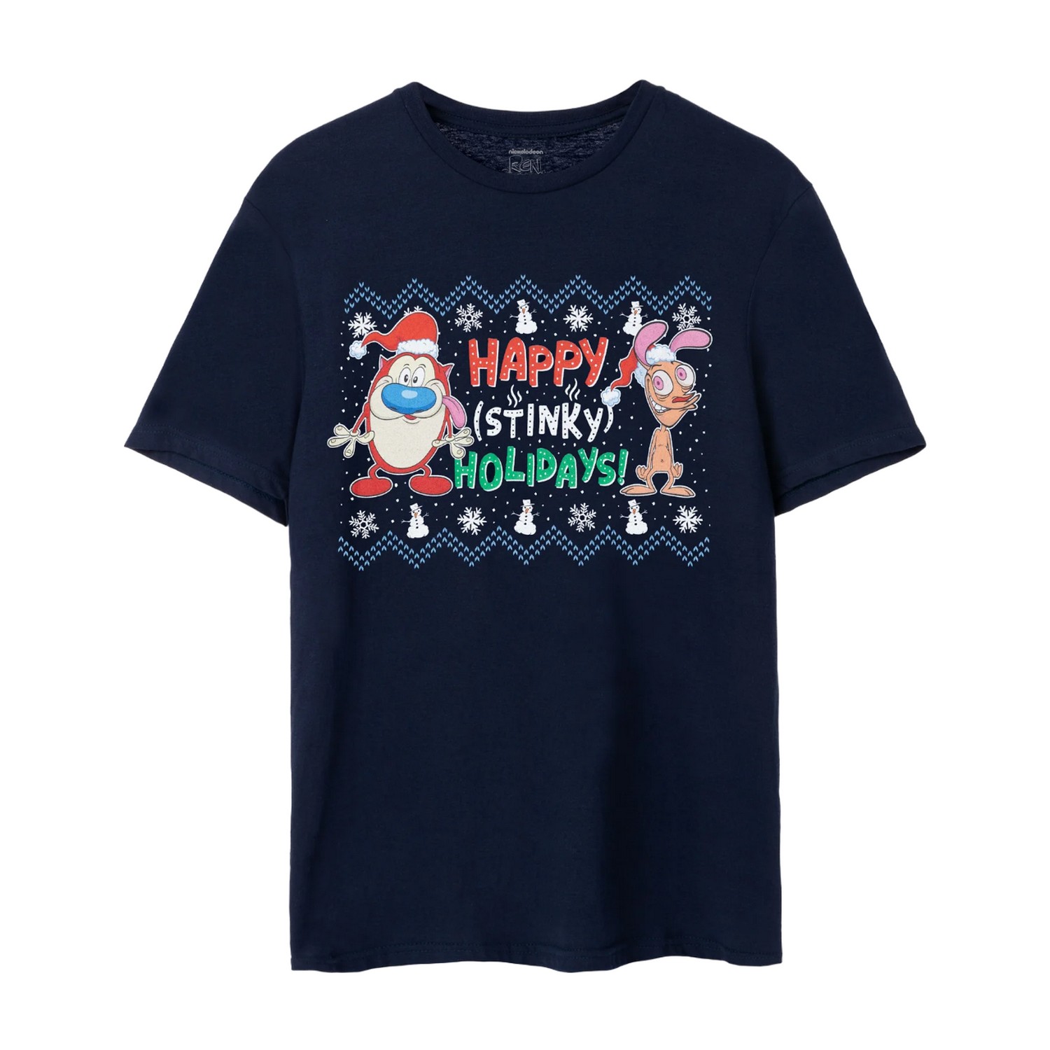(レンとスティンピー) Ren & Stimpy オフィシャル商品 メンズ Happy Stinky Holidays Tシャツ 半袖 トップス 【海外通販】