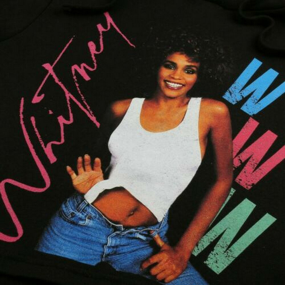 (ホイットニー・ヒューストン) Whitney Houston オフィシャル商品 80s クロップ丈 スウェットパーカー フーディー プルオーバー 【海外通販】