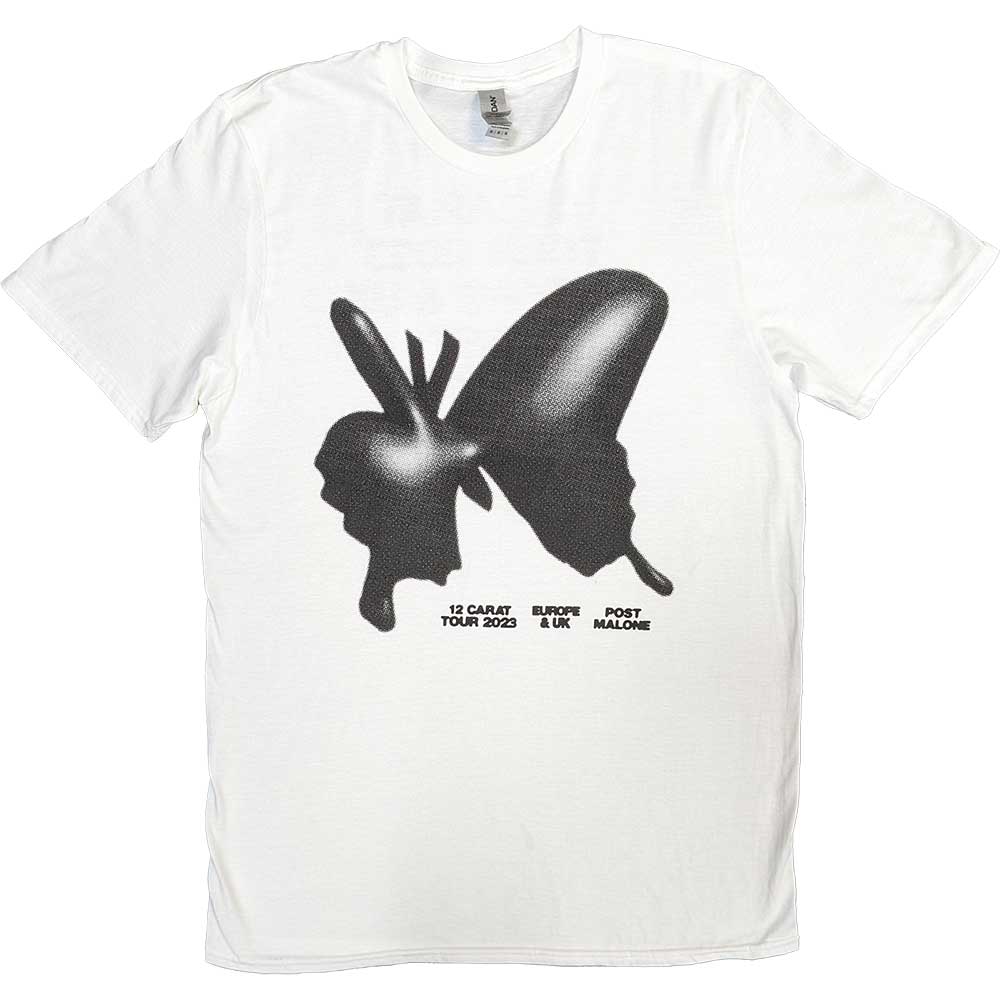 (ポスト・マローン) Post Malone オフィシャル商品 ユニセックス 2023 Tour Inflatable Butterfly Tシャツ バックプリント 半袖 トップス 