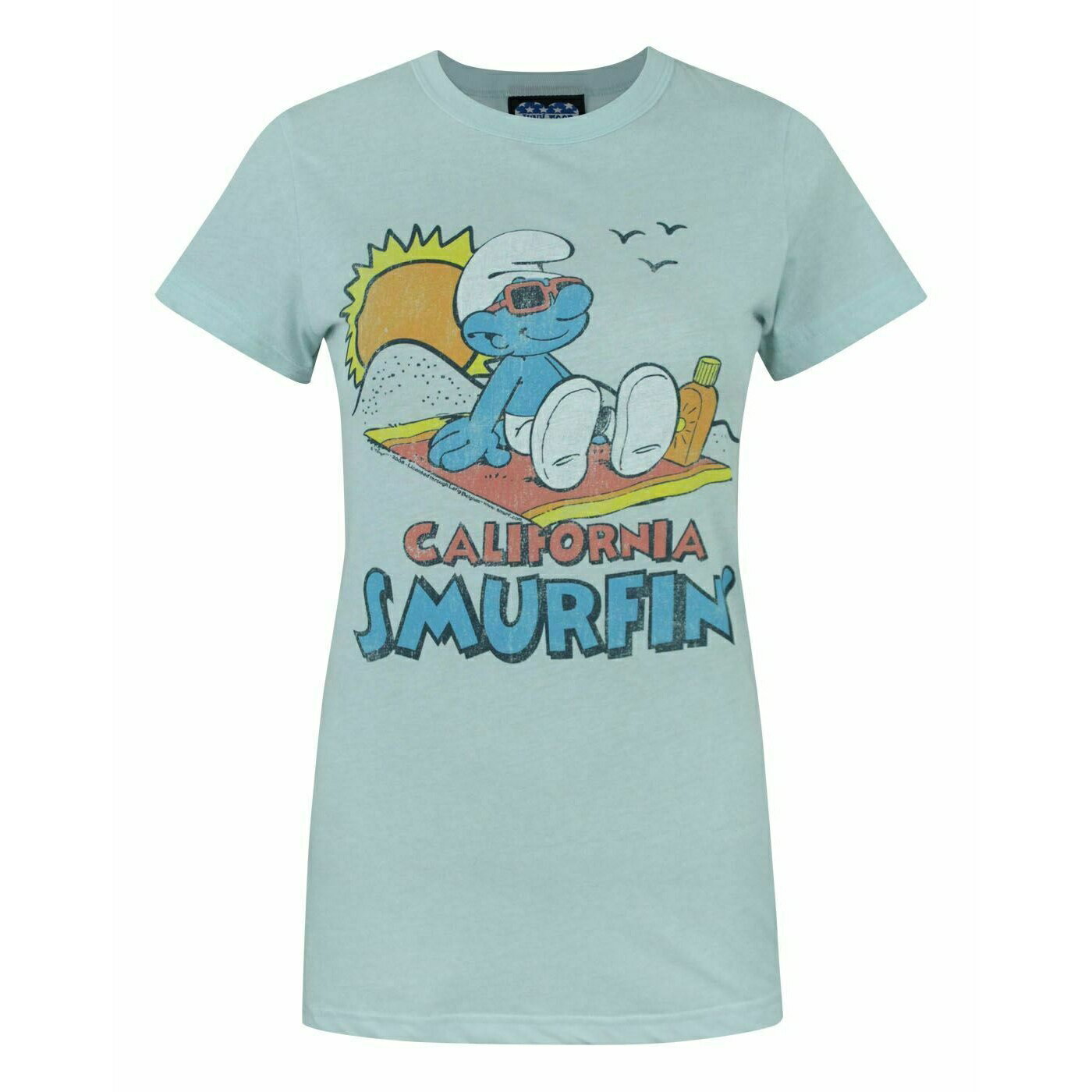 (ジャンクフード) Junk Food オフィシャル商品 レディース California Smurfin' The Smurfs Tシャツ 半袖 トップス 【海外通販】