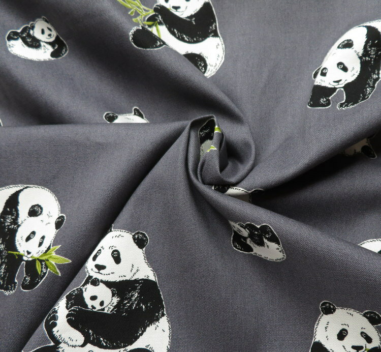 生地 パンダ柄 108cm巾 コットンオックス≪パンダファミリー≫(52108) 日本製【10cm単位】 オックス生地 布 バッグ布 ぱんだ柄 エプロン ポーチ