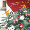 生地 クリスマスツリー パネル柄 Seasonal cats 約110cm x 60cm シーチング(16030-1) 日本製 ファブリックパネル