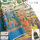 【SALE!】インド綿 エスニック柄 生地 104cm巾 柔らか≪インドボイル インドゾウ≫(1665) ボーダー柄 夏服 生地 手作り 【花柄 布 生地】夏ワンピース 夏服 スカート【10cm単位】