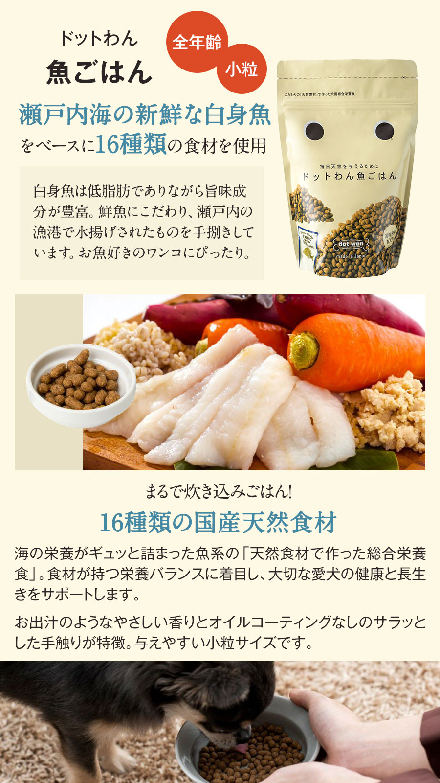 ドットわん ドッグフード 魚ごはん 500g×3袋+国産たじま鶏ジャーキー(小サイズ)【通常2-5ヶ月の賞味期限で出荷】 pet-alpha-10040737 ペットアルファー楽天市場店 サンプル画像3