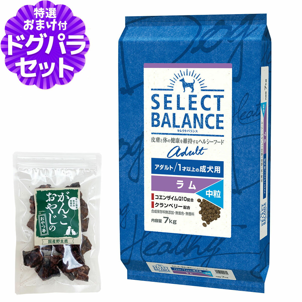 其它 - セレクトバランス アダルト ラム 中粒 7kg+国産鹿ラング15g ドッグフード 成犬 羊 ドックフード