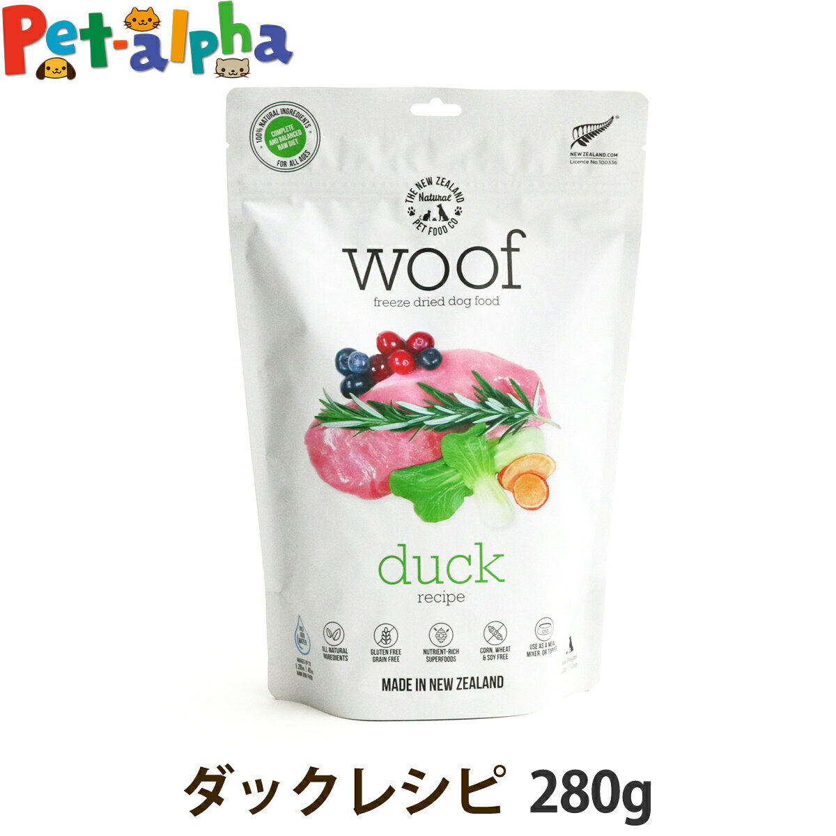 樂天商城 - WOOF ワフ ダック 280g 犬 ドッグフード フリーズドライ グルテン グレインフリー