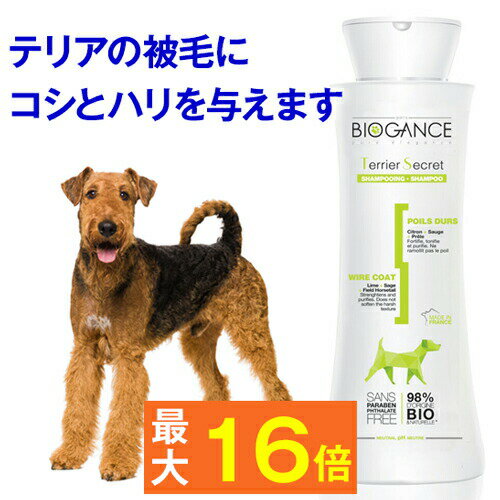 毛質に即したシャンプー★テリアシークレットシャンプー（バイオガンス） 250ml ＜テリア用＞（犬用 高級）ライムの香り ( オーガニック 天然 弱酸性 フランス 消臭 体臭 臭い フケ かゆみ トリミング サロン )